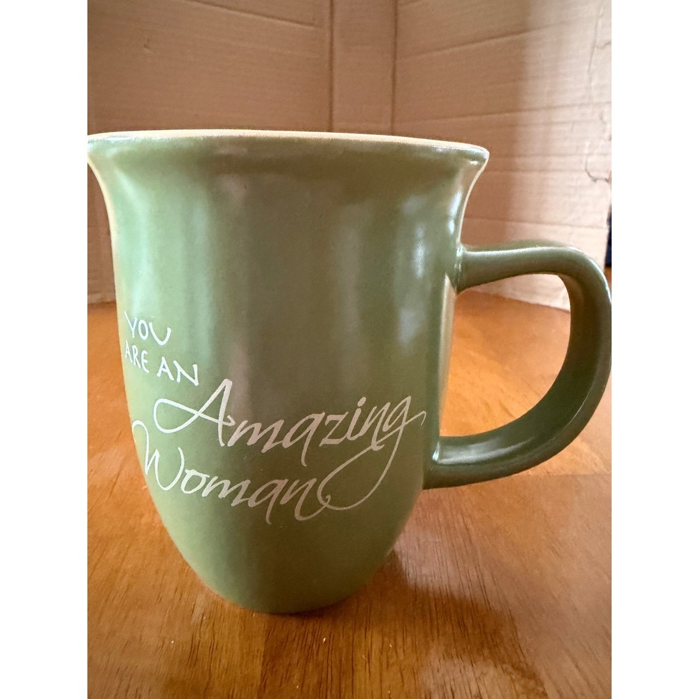 Abbey Press Amazing Woman Coffee Mug Green Proverbs 31:29 Ceramic Tea Cup